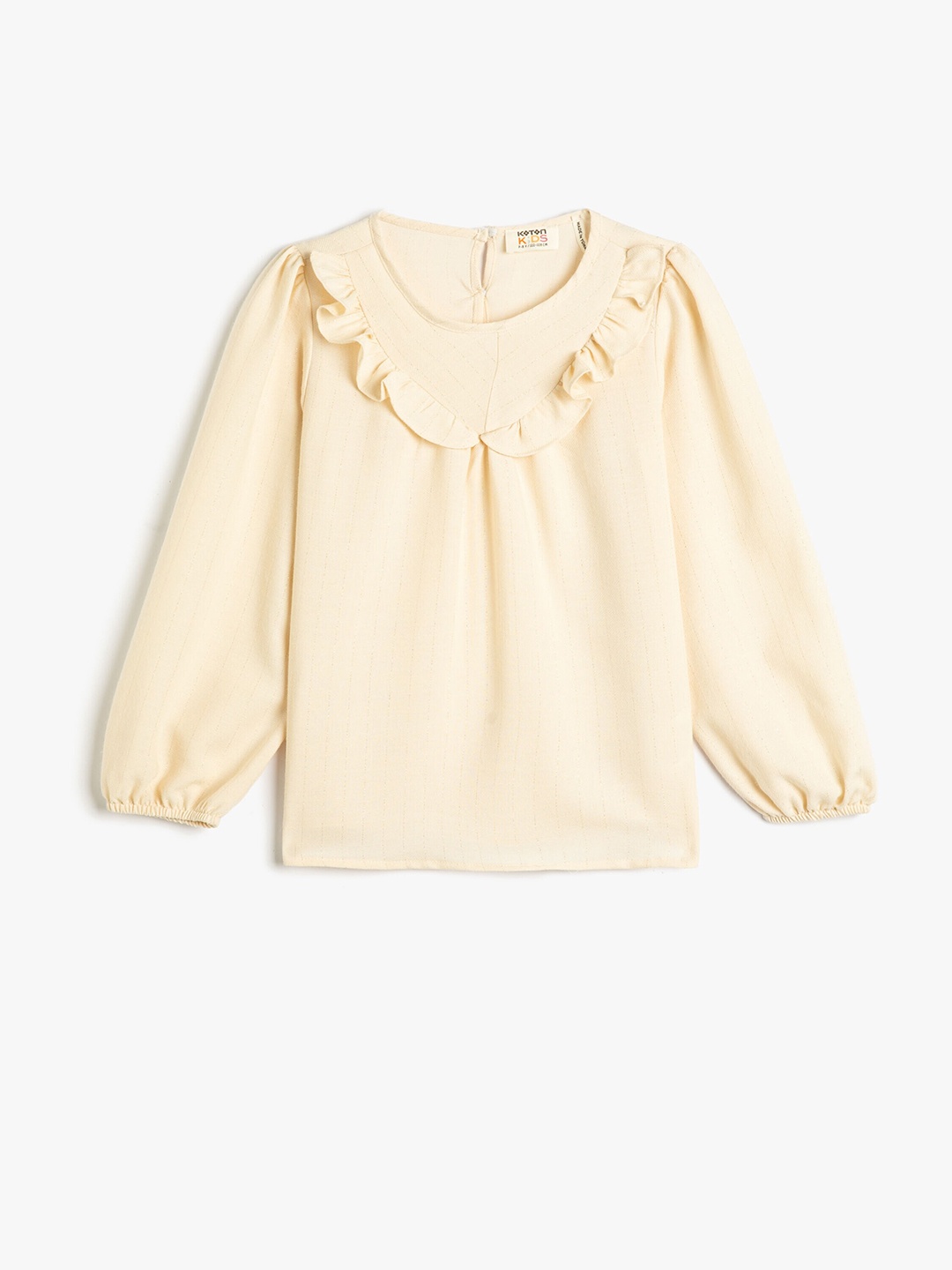 

Koton Long Puff Sleeve Ruffled Top, Beige