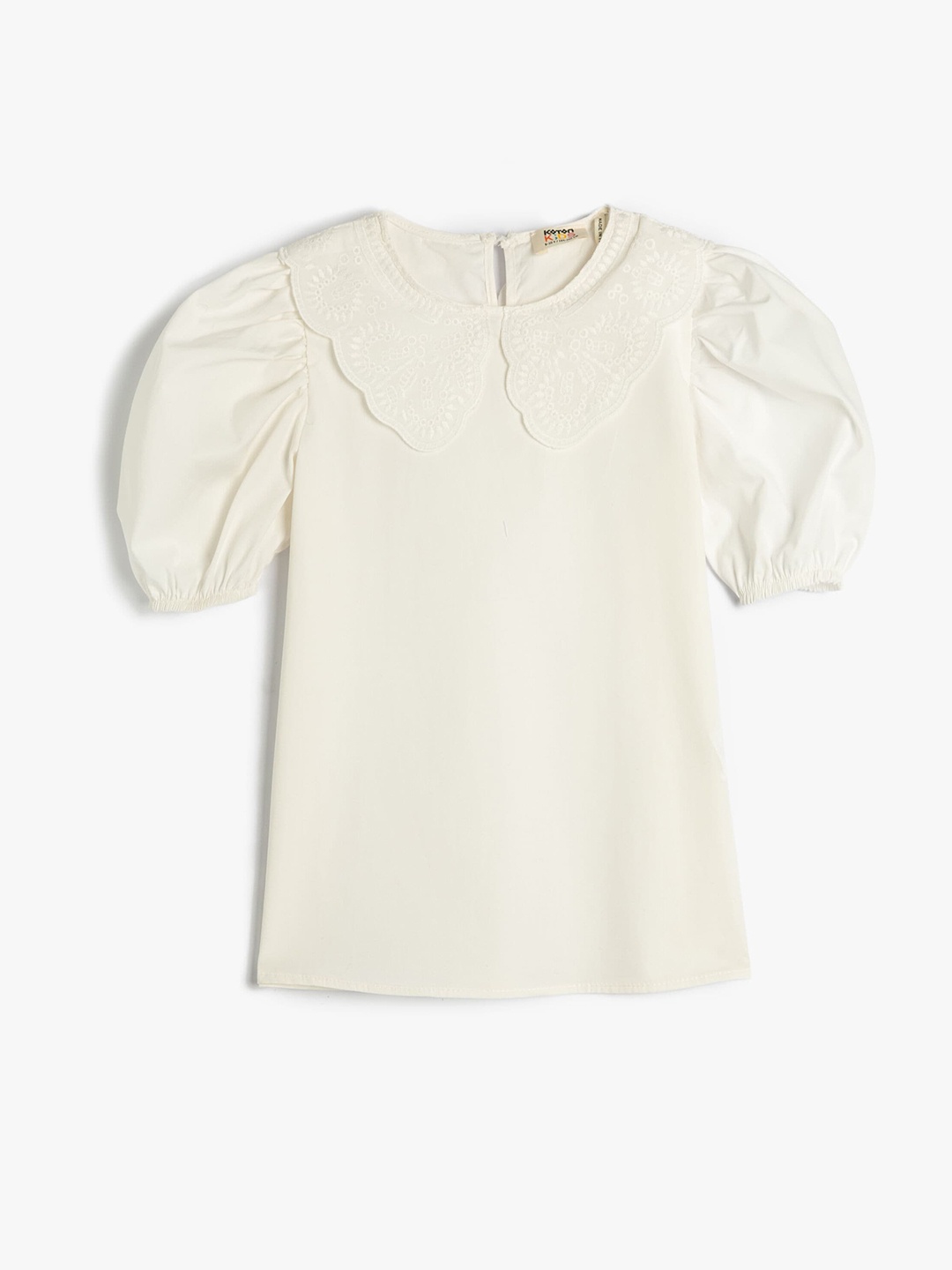 

Koton Girls Peter Pan Collar Puff Sleeves Pure Cotton Top, White
