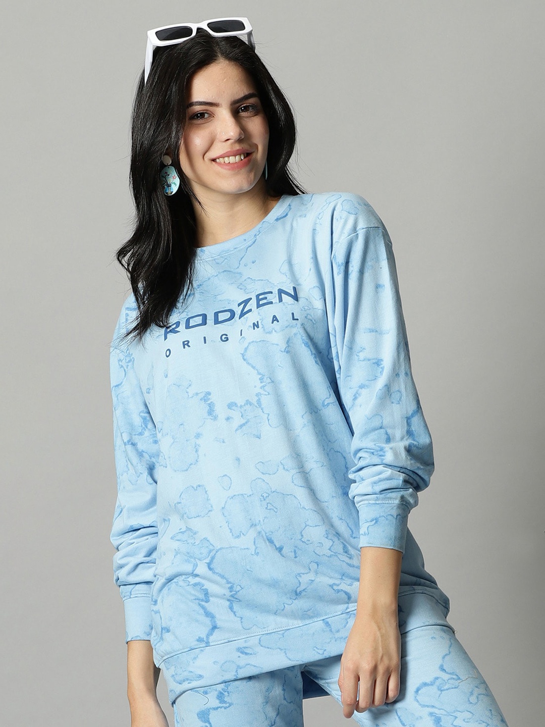 

Rodzen Typography Printed Long Sleeves Fleece Sweatshirt, Blue