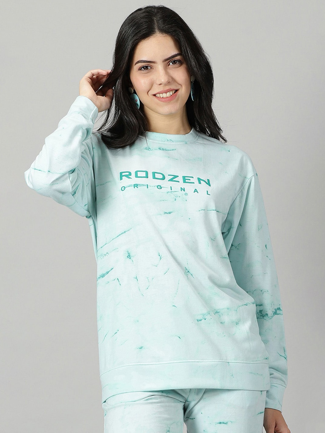

Rodzen Abstract Printed Fleece Sweatshirt, Green