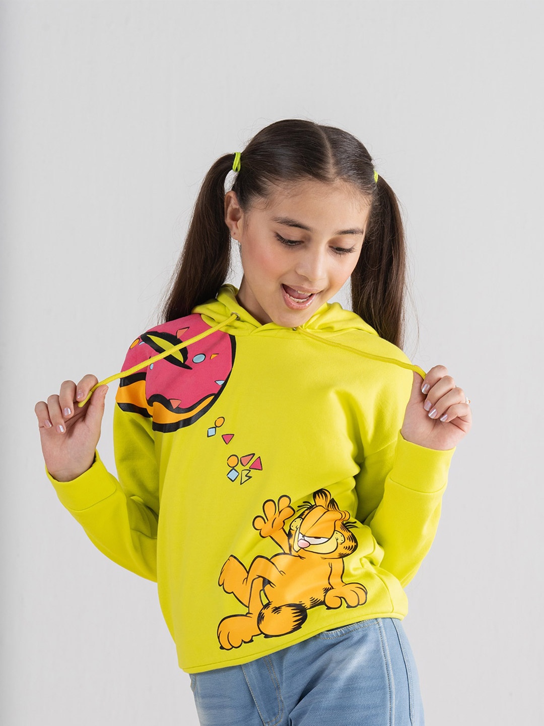

SPUNKIES Girls Graphic Printed Hooded Cotton Sweatshirt, Green