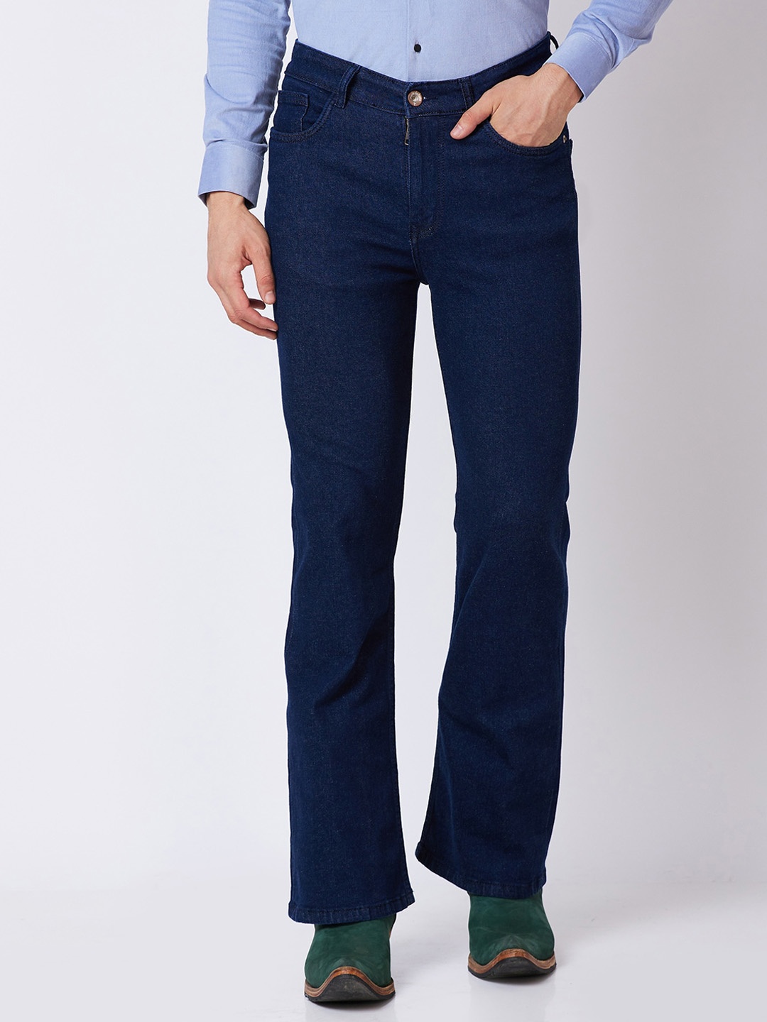 

mode de base Men Bootcut Low-Rise Clean Look Stretchable Jeans, Navy blue