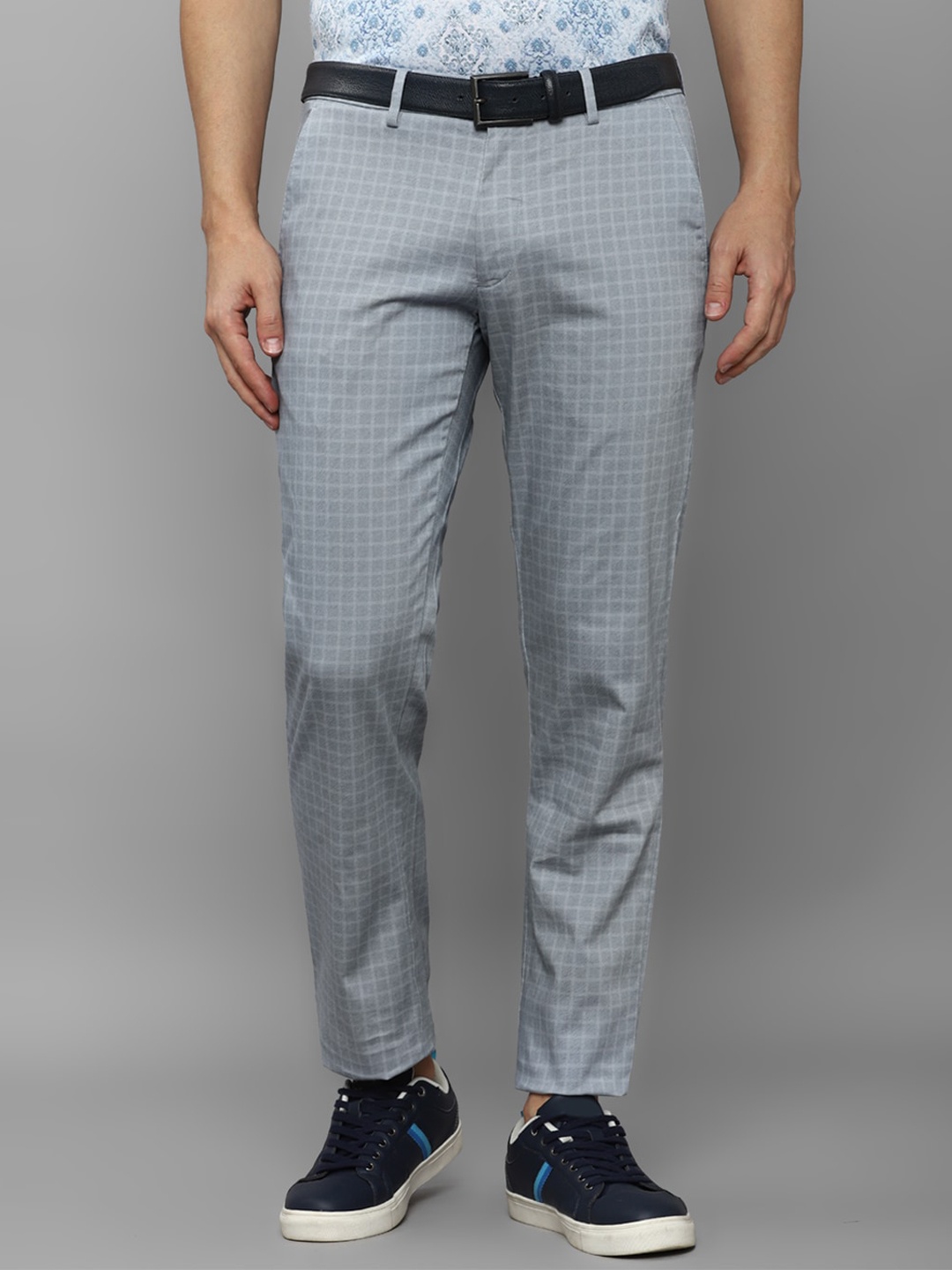 

Louis Philippe Sport Men Checked Slim Fit Trousers, Grey