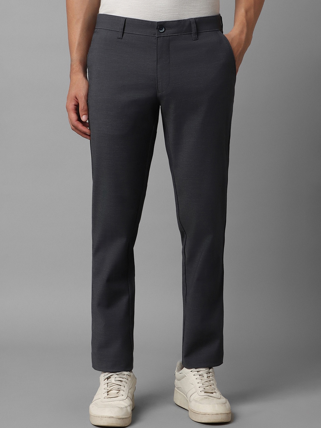 

Louis Philippe Sport Men Slim Fit Mid-Rise Flat Front Regular Trousers, Grey