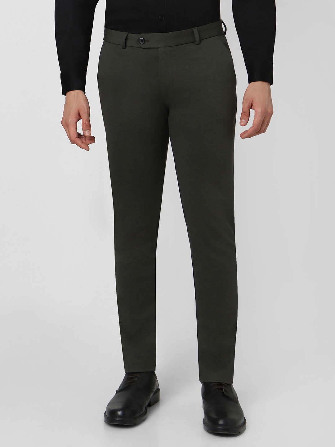 

Peter England Men Slim Fit Formal Trousers, Green