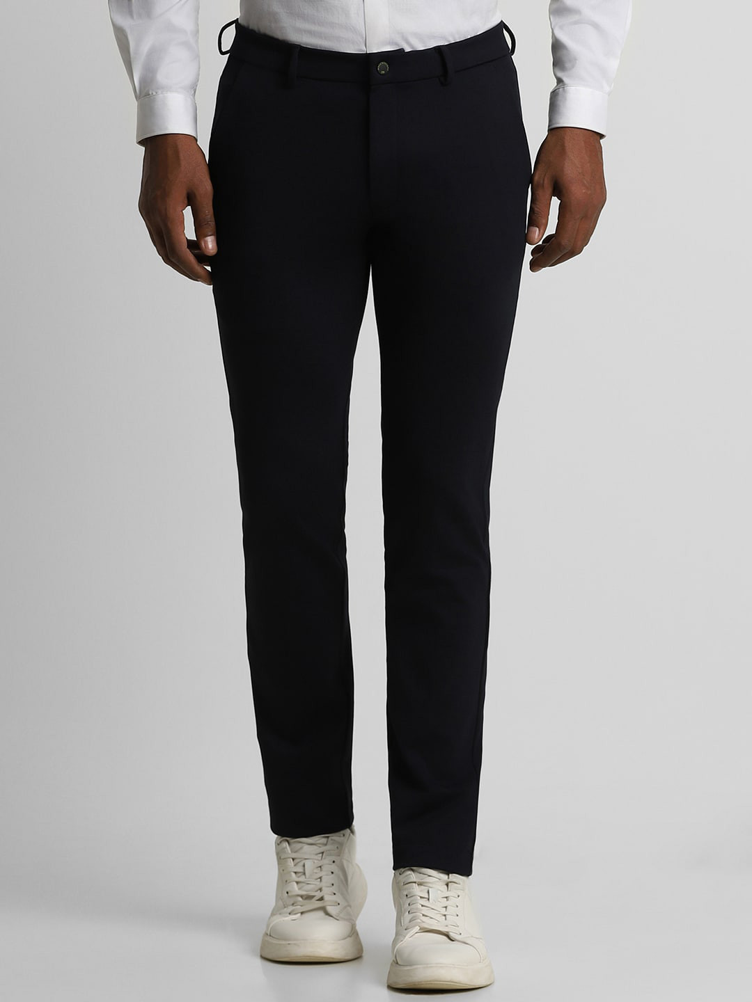 

Peter England Men Slim Fit Formal Trousers, Black