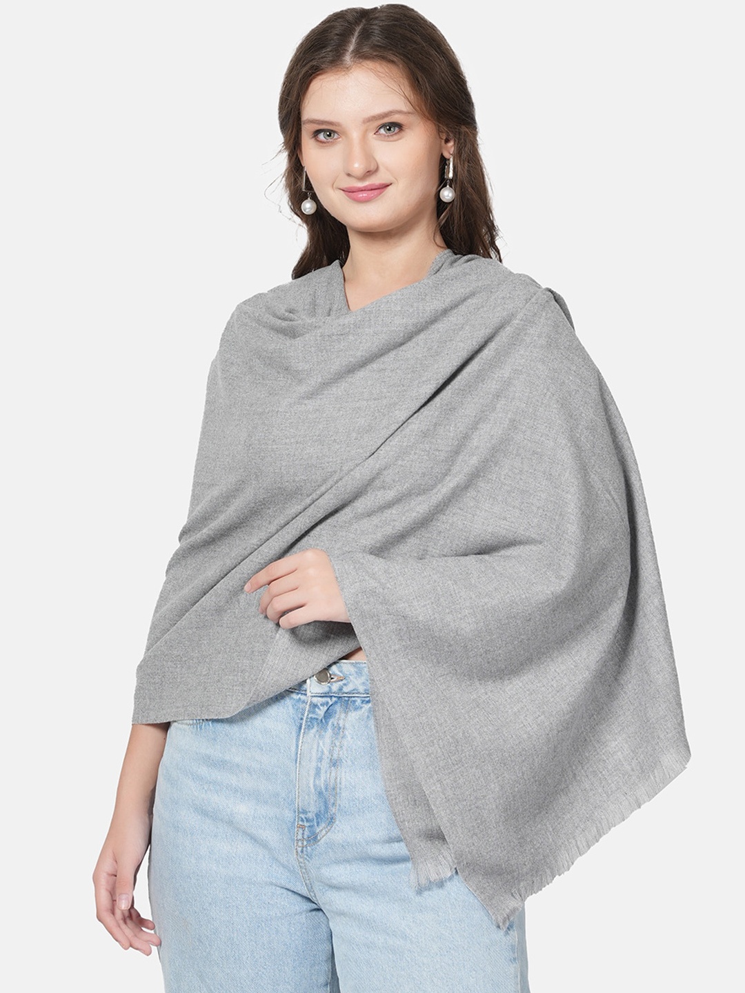

MUFFLY Woollen Shawl, Silver