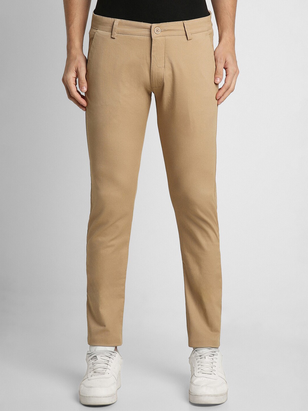 

Peter England Casuals Men Slim Fit Mid-Rise Trouser, Brown