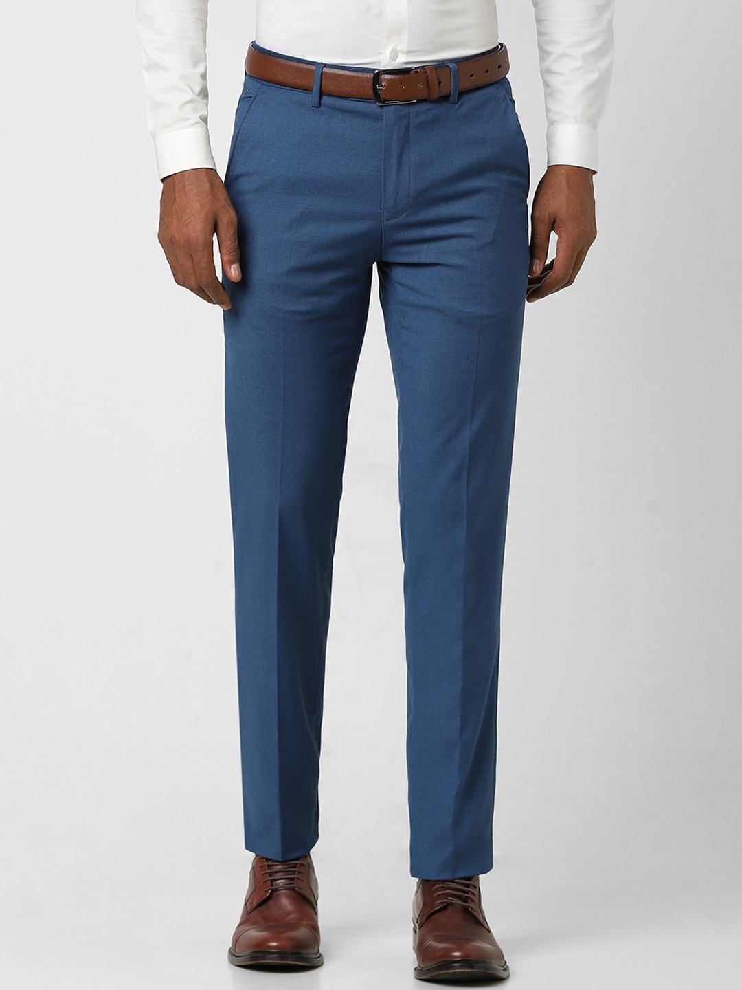 

Peter England Elite Men Slim Fit Formal Trousers, Blue