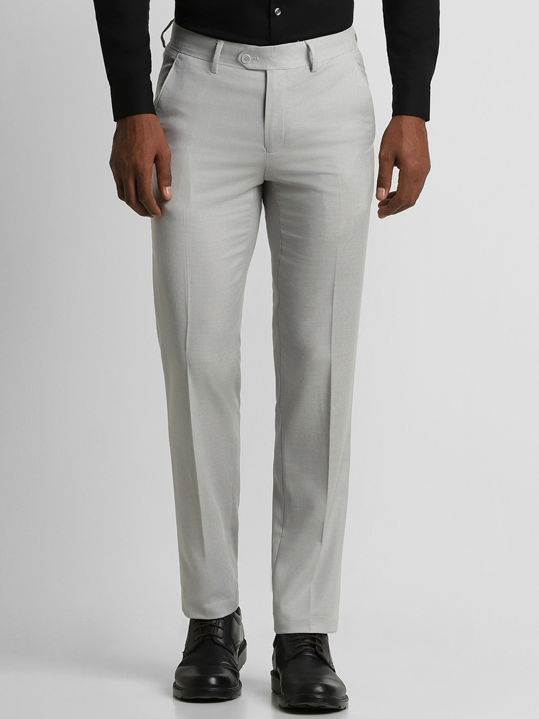 

Peter England Elite Men Slim Fit Mid-Rise Formal Trouser, Grey