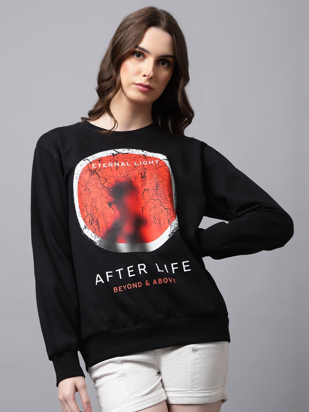 

Beetein Lamhein Printed Cotton Oversized Sweatshirt, Black