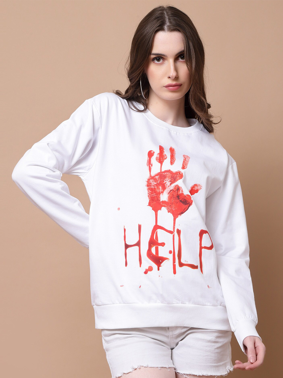 

Beetein Lamhein Printed Cotton Oversized Sweatshirt, White