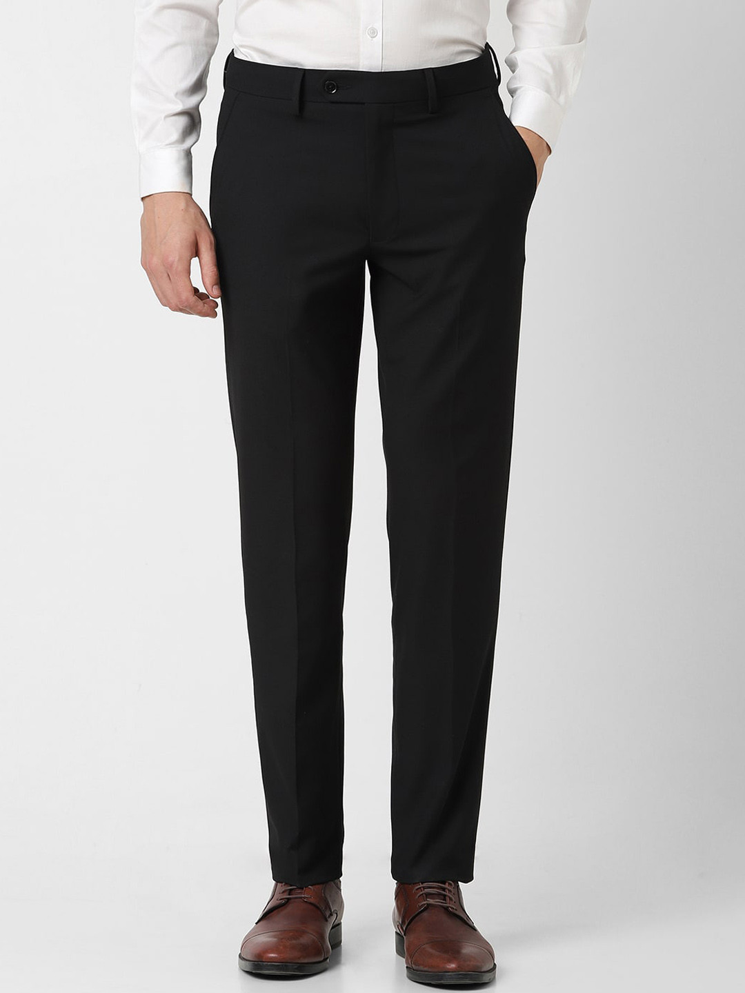 

Van Heusen Men Mid Rise Slim Fit Cotton Formal Trousers, Black
