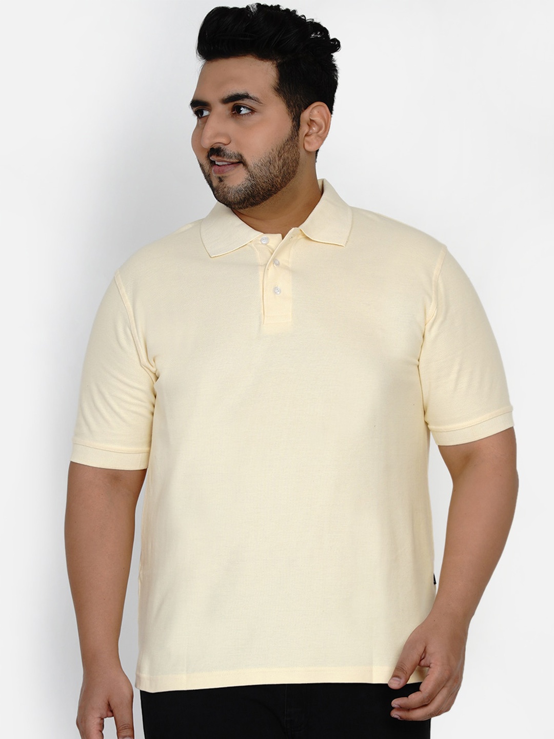 

Santonio Plus Size Polo Collar Cotton T Shirt, Yellow