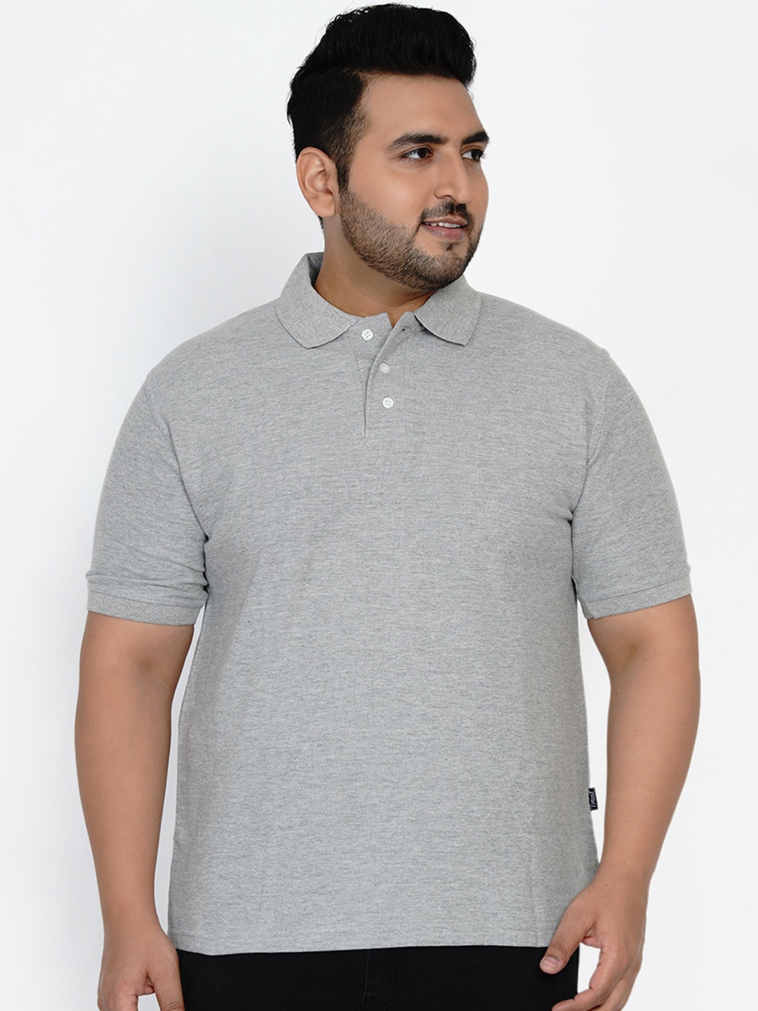 

Santonio Plus Size Polo Collar Pure Cotton T-Shirt, Grey
