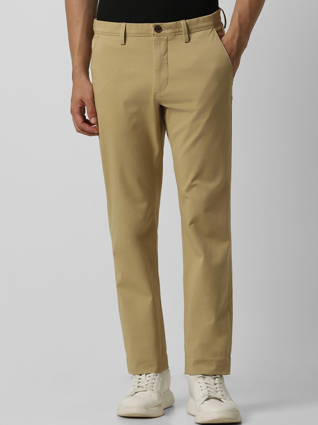 

Van Heusen Sport Men Mid Rise Slim Fit Plain Cotton Chinos Trousers, Khaki