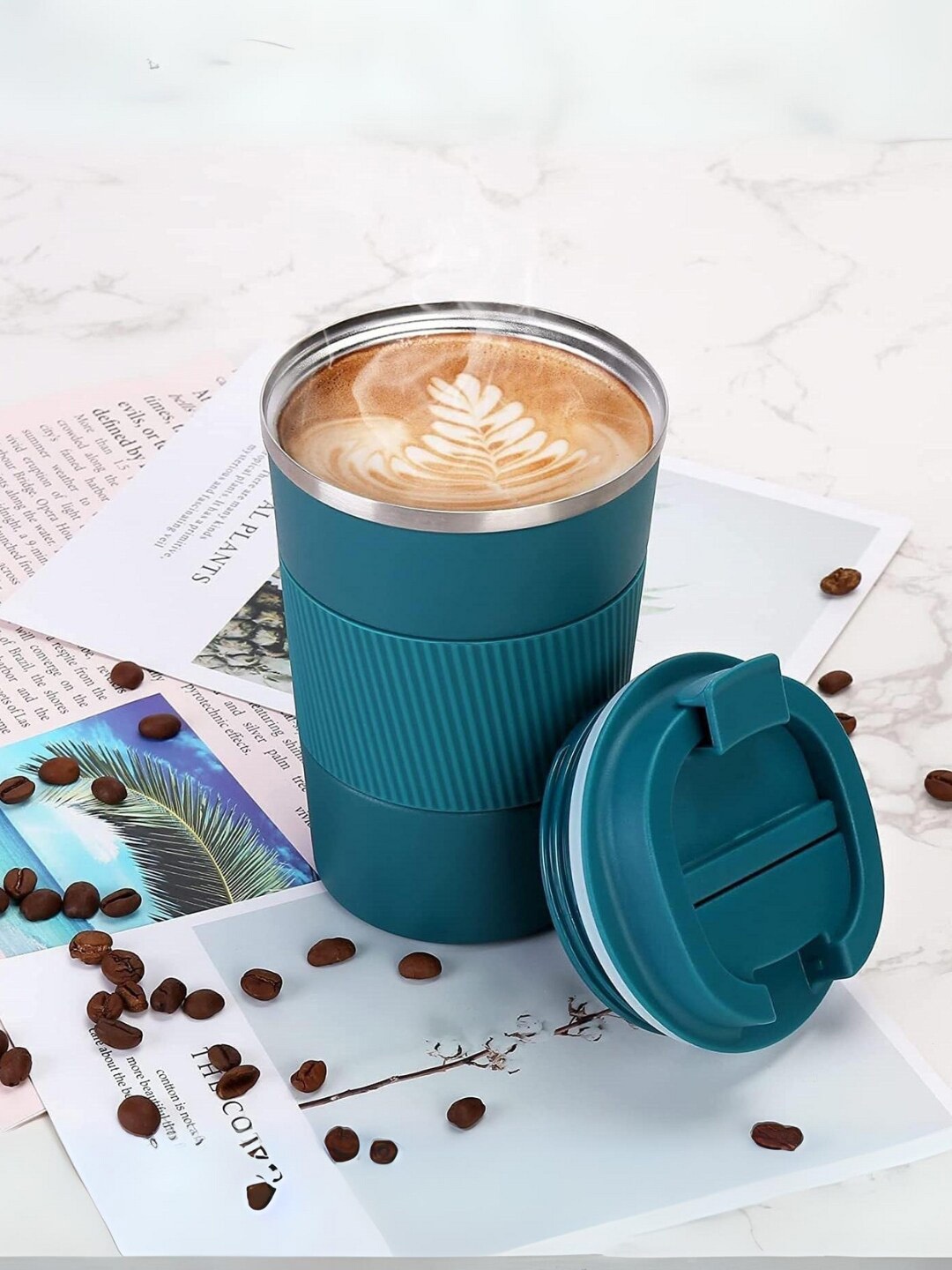 

YELONA Teal Blue Insulated Stainless Steel Coffee Tumbler 380 ML