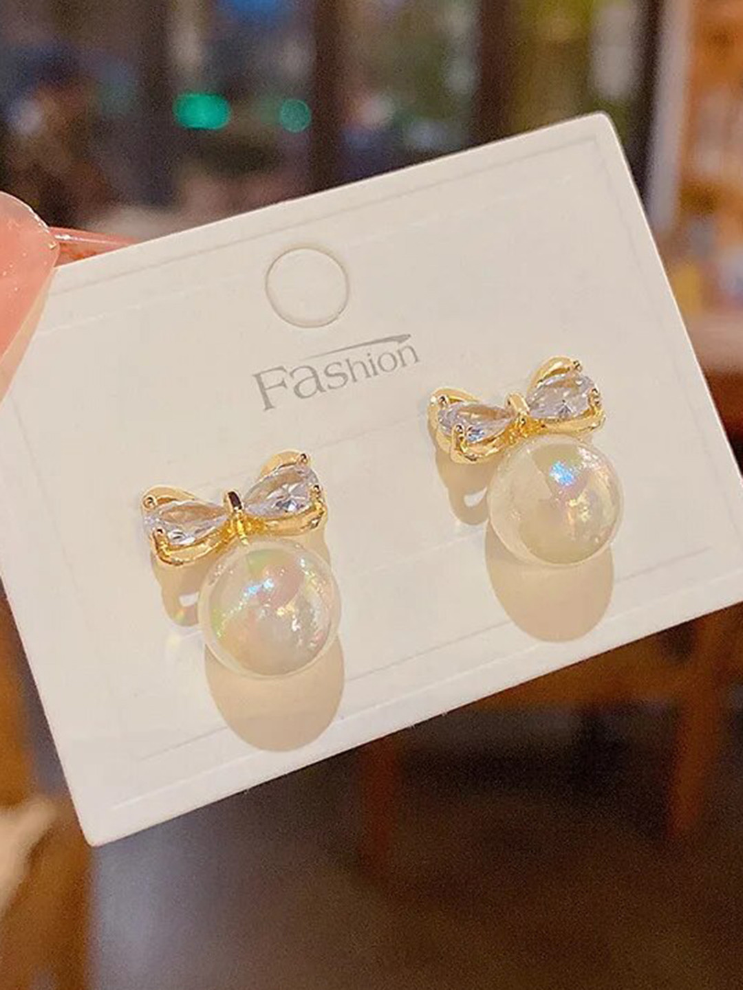 

VIEN Bow Tassel Gold-Plated Studs Earrings