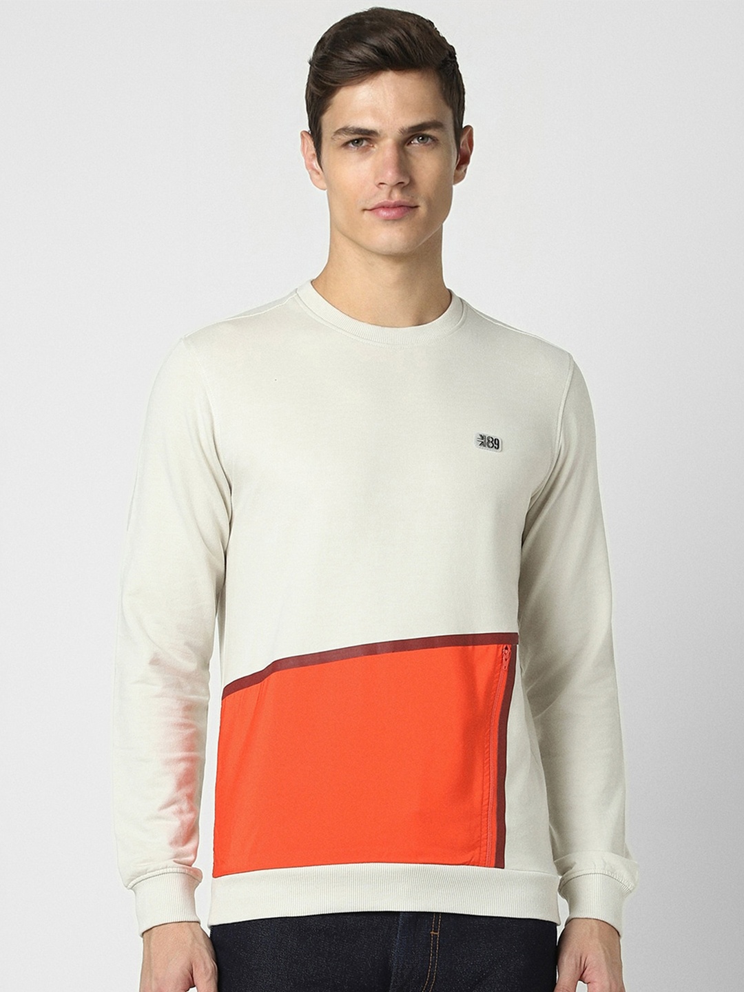 

Peter England Casuals Colourblocked Sweatshirt, Cream