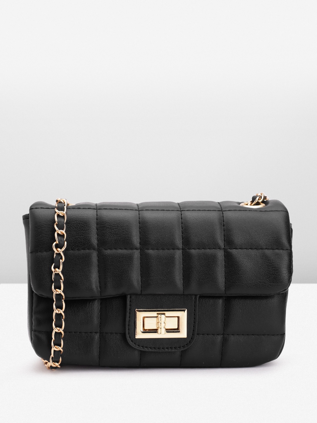 

Lino Perros Quilted Structured Sling Bag, Black