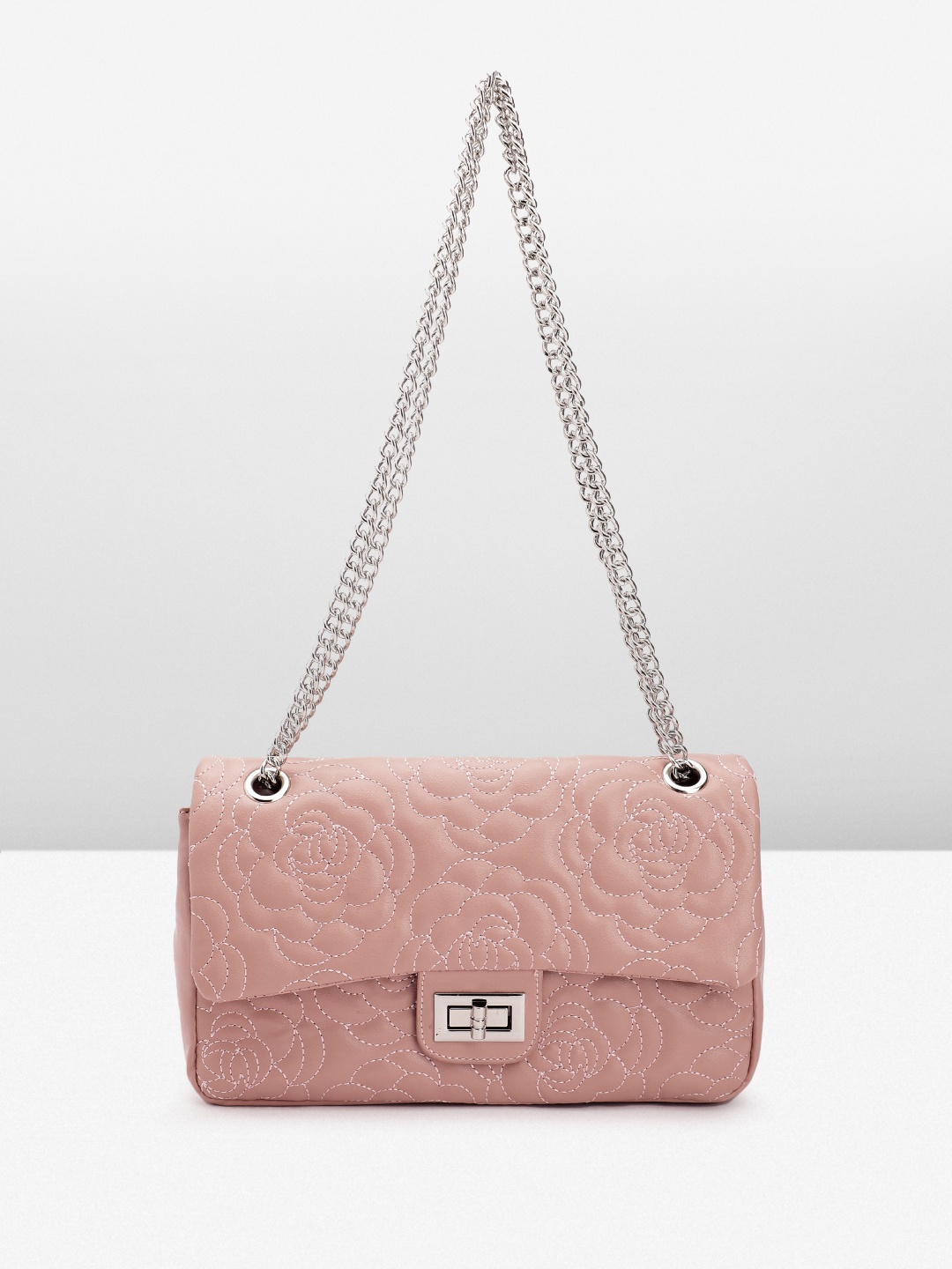 

Lino Perros Floral Quilted Structured Sling Bag, Peach