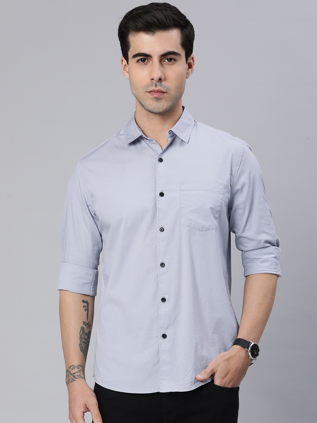 

VASTRADO Men Classic Slim Fit Casual Shirt, Grey