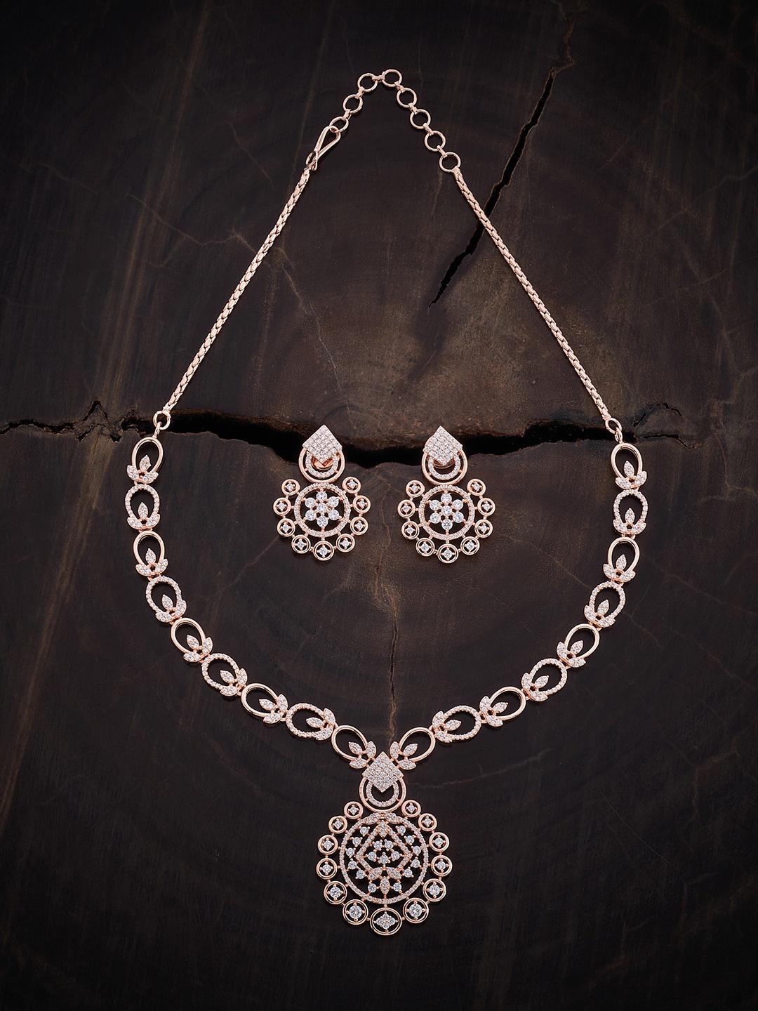 

Kushal's Fashion Jewellery Rose Gold-Plated Zircon-Studded Jewellery Set
