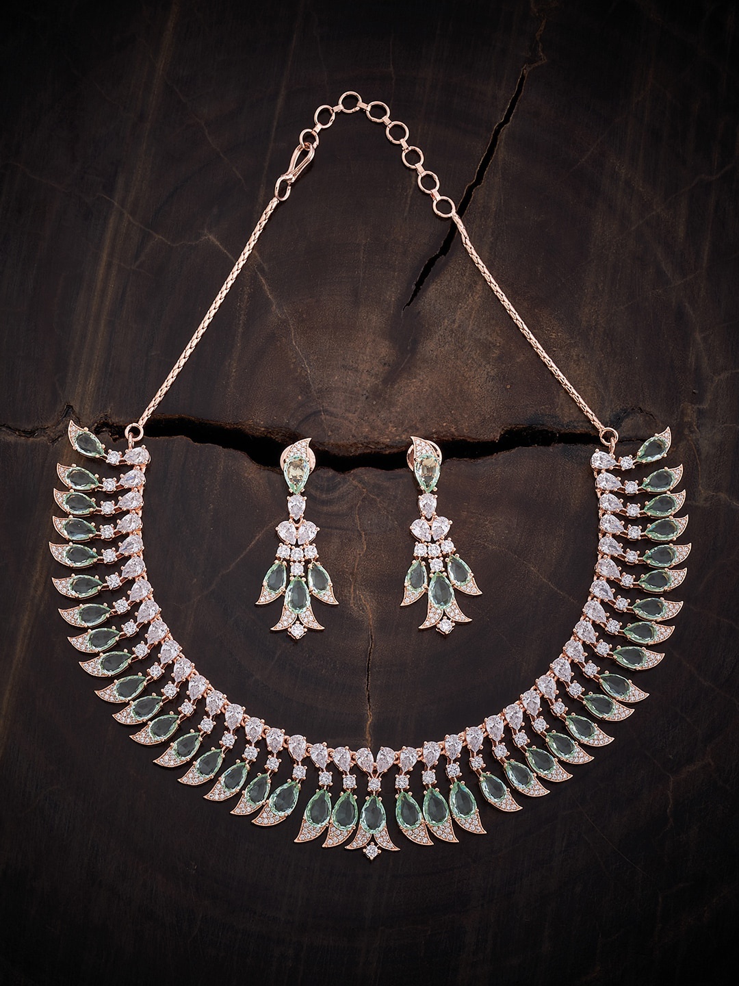 

Kushal's Fashion Jewellery Rose Gold-Plated CZ-Studded Jewellery Set