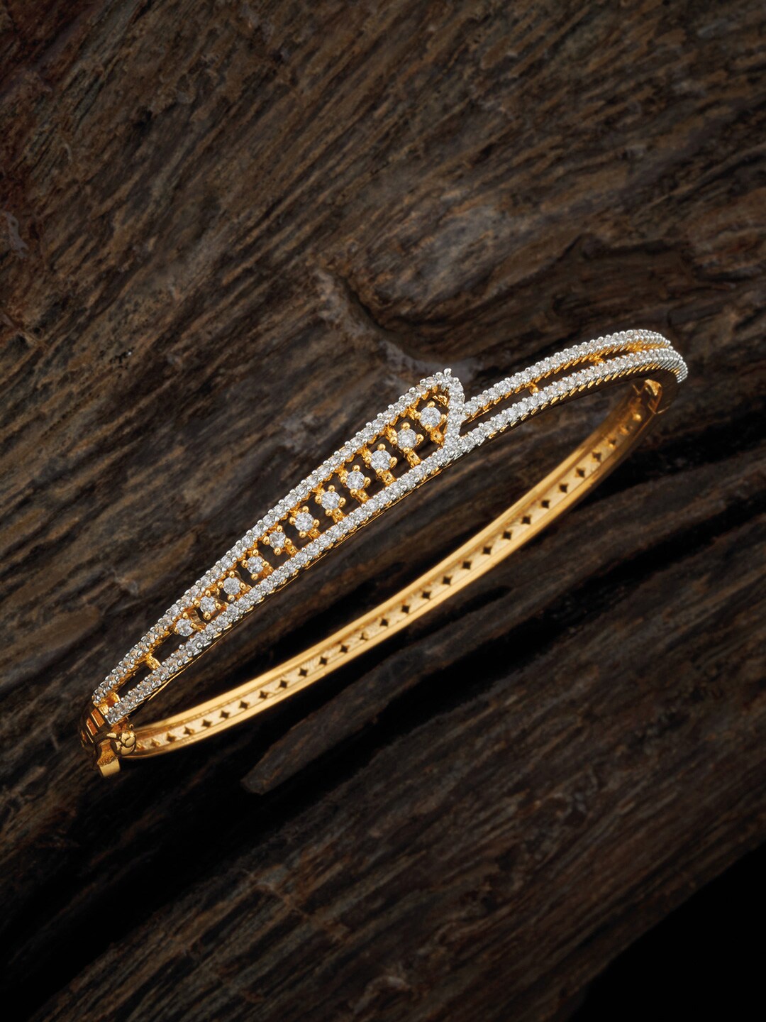 

Kushal's Fashion Jewellery Gold-Plated CZ-Studded Kada Bangle, White