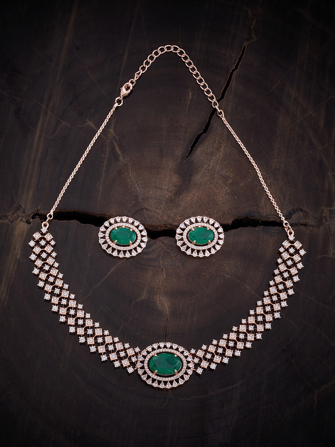 

Kushal's Fashion Jewellery Rose Gold-Plated CZ-Studded Jewellery Set