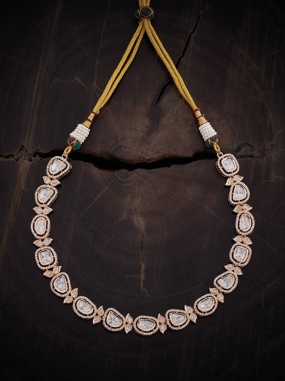

Kushal's Fashion Jewellery Kundan Studded Copper Necklace, Gold