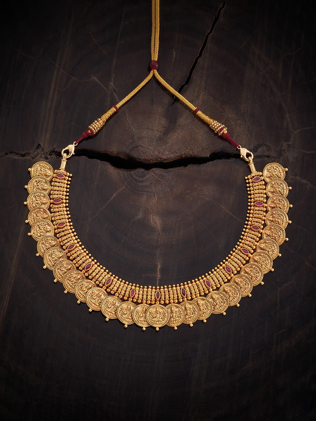 

Kushal's Fashion Jewellery 92.5 Pure Silver Gold-Plated Temple Necklace