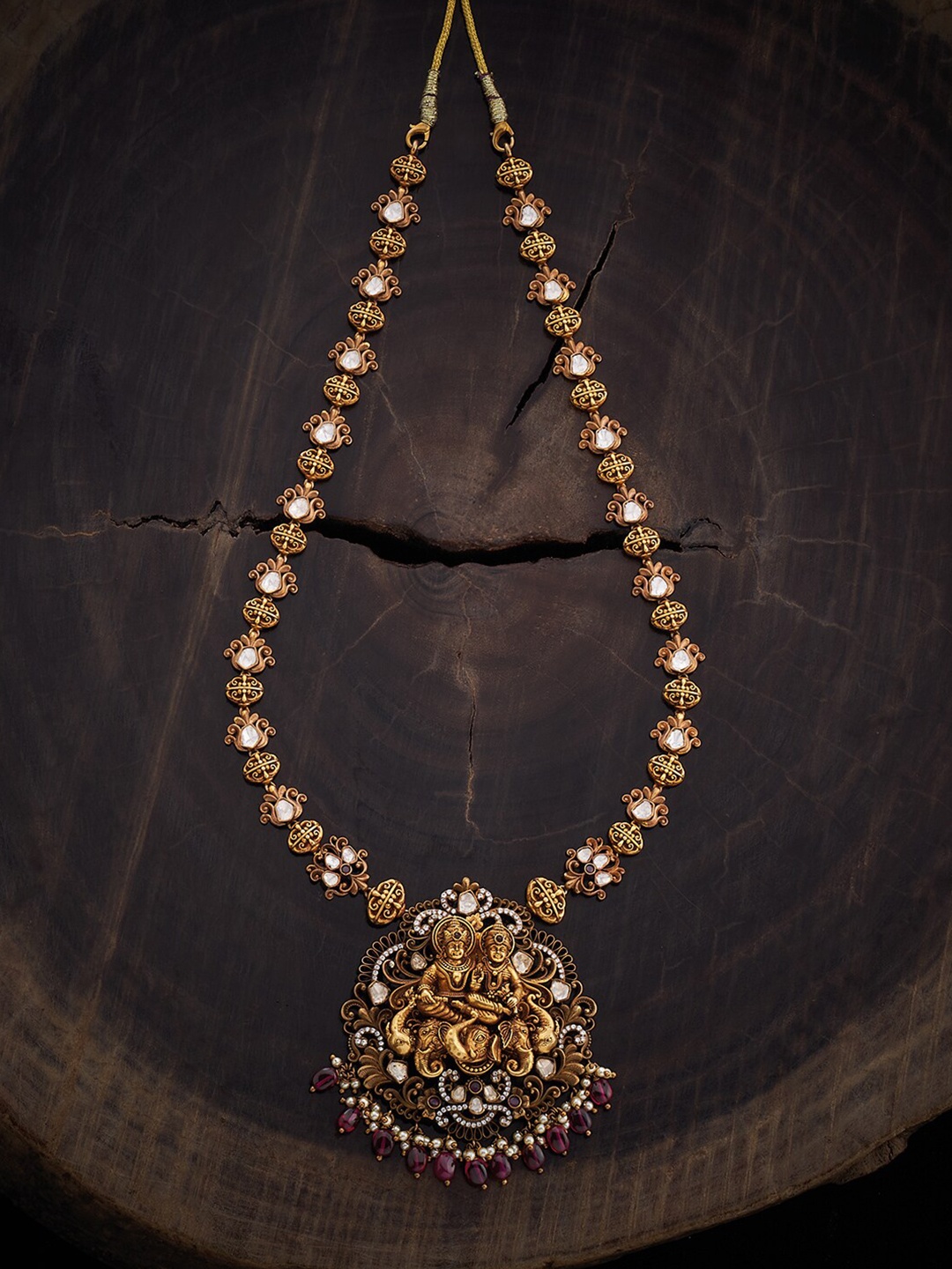 

Kushal's Fashion Jewellery 92.5 Pure Silver Gold-Plated Temple Necklace