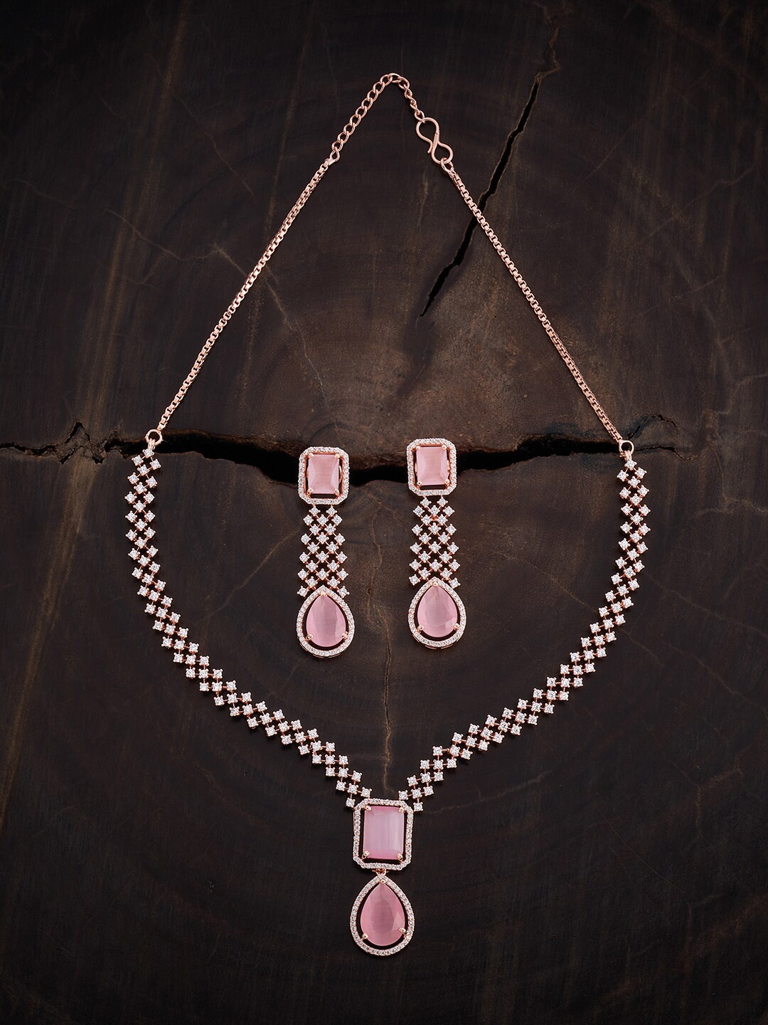 

Kushal's Fashion Jewellery Rose Gold-Plated Zircon-Studded Jewellery Set
