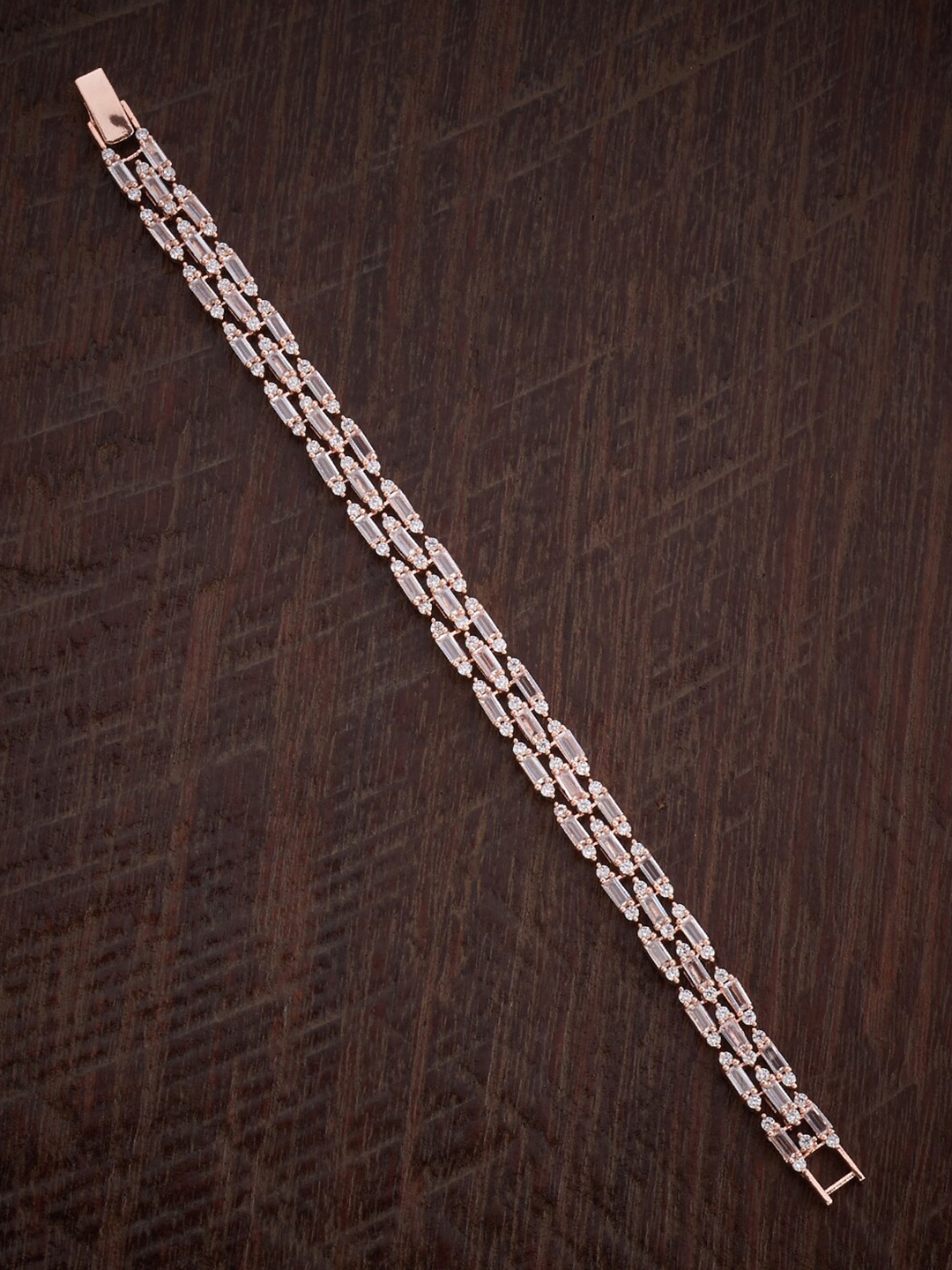 

Kushal's Fashion Jewellery Cubic Zirconia Rose Gold-Plated Link Bracelet