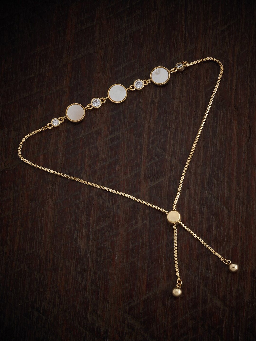 

Kushal's Fashion Jewellery Women Gold-Plated Cubic Zirconia Link Bracelet