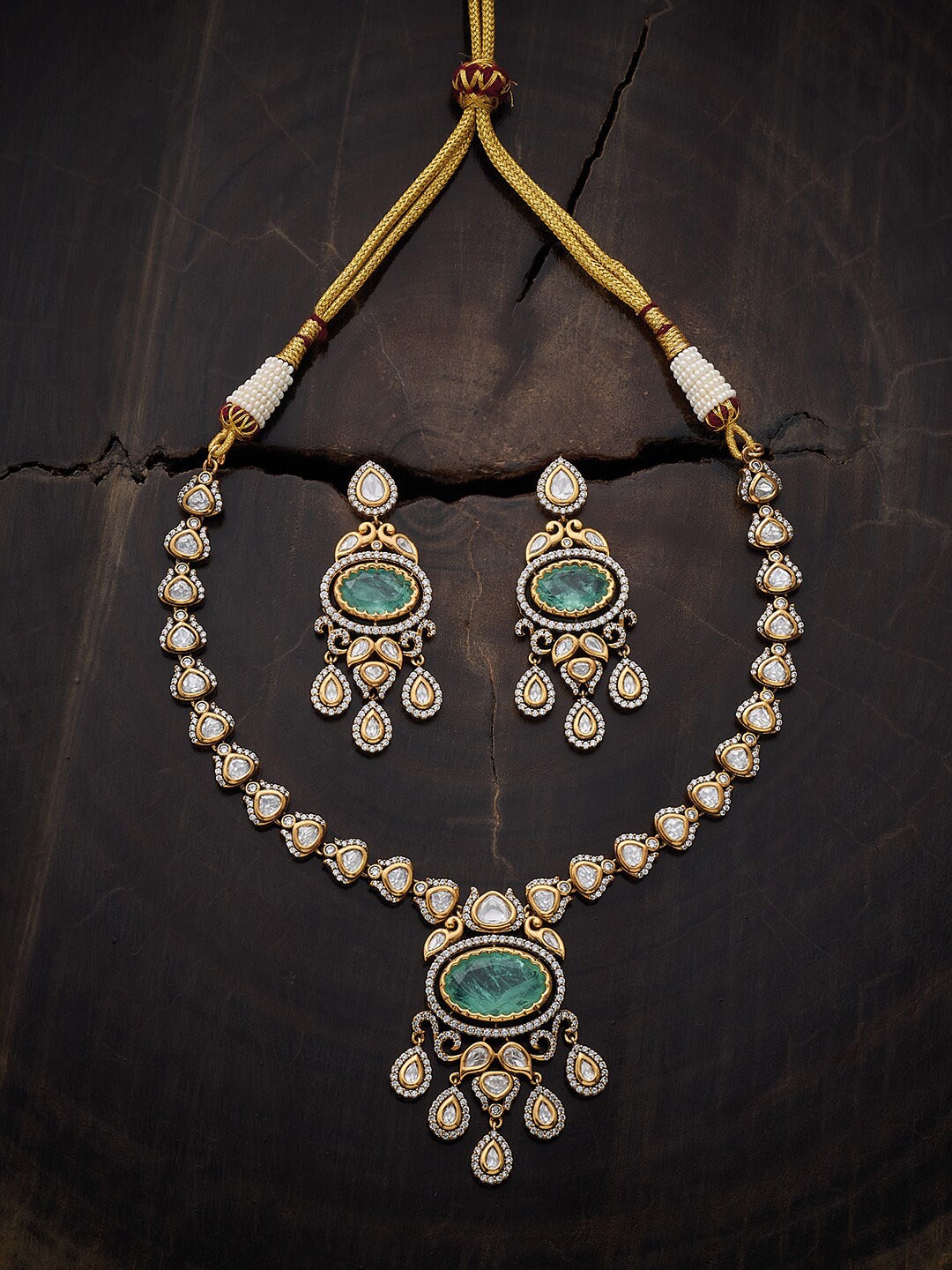 

Kushal's Fashion Jewellery Kundan Studded Jewellery Set, Gold