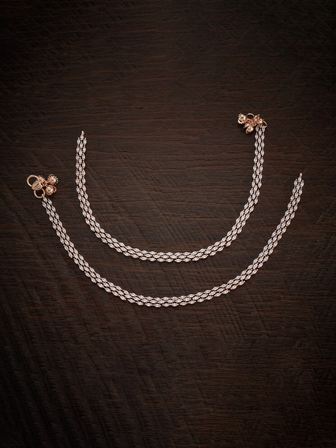 

Kushal's Fashion Jewellery Rose Gold-Plated CZ Studded Anklets