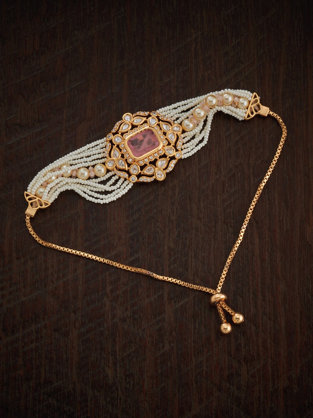 

Kushal's Fashion Jewellery Women Gold-Plated Kundan Studded Wraparound Bracelet
