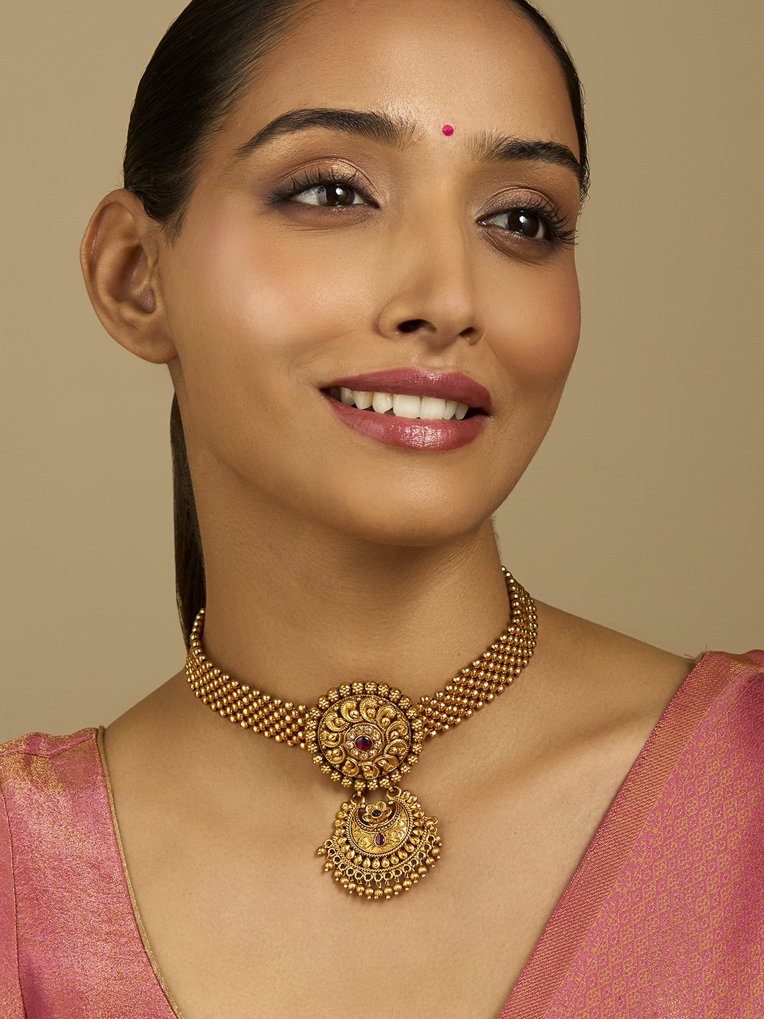 

Kushal's Fashion Jewellery Gold-Plated Copper Antique Necklace
