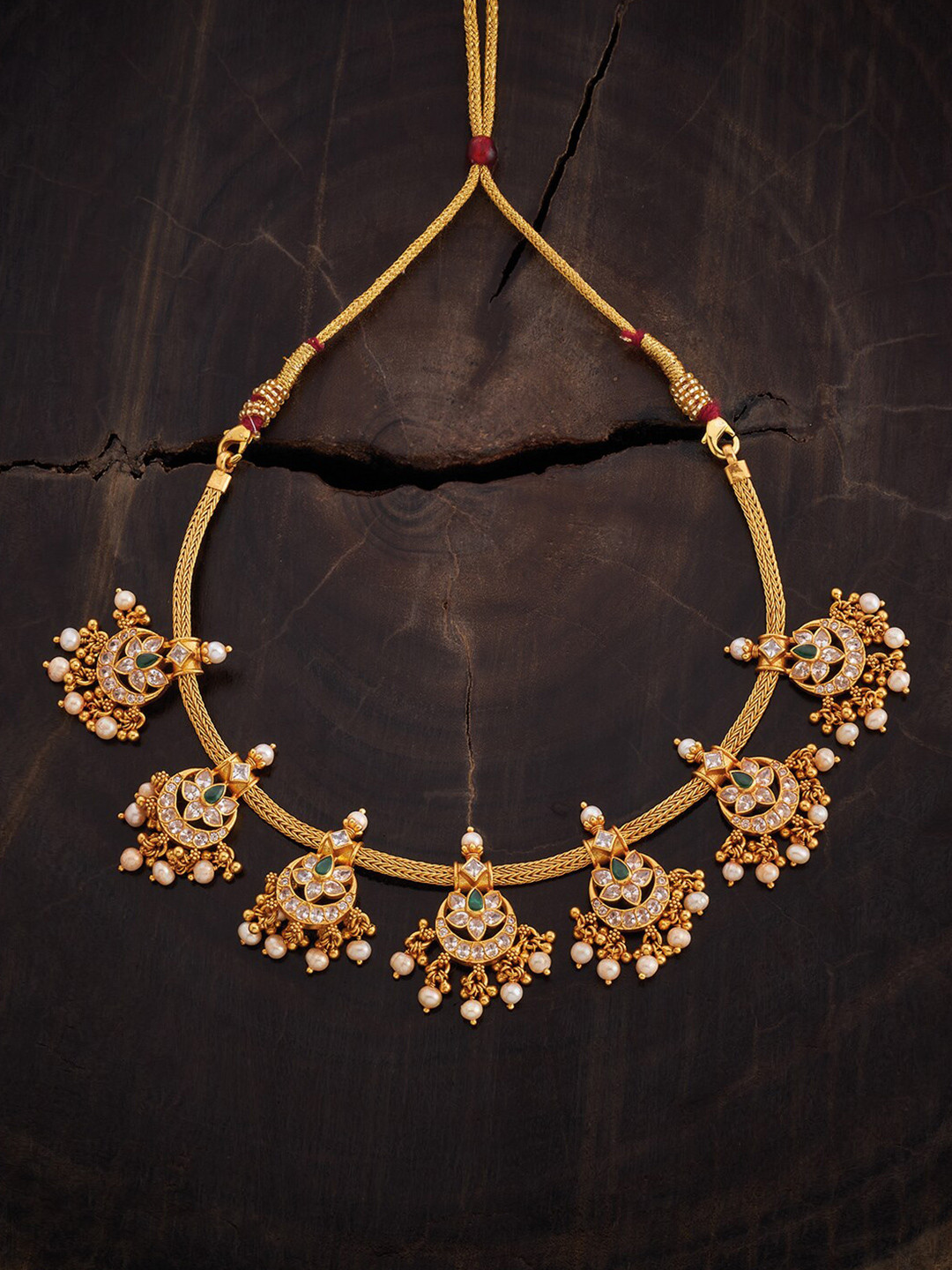 

Kushal's Fashion Jewellery Gold-Plated Ethnic 92.5 Pure Silver Temple Necklace