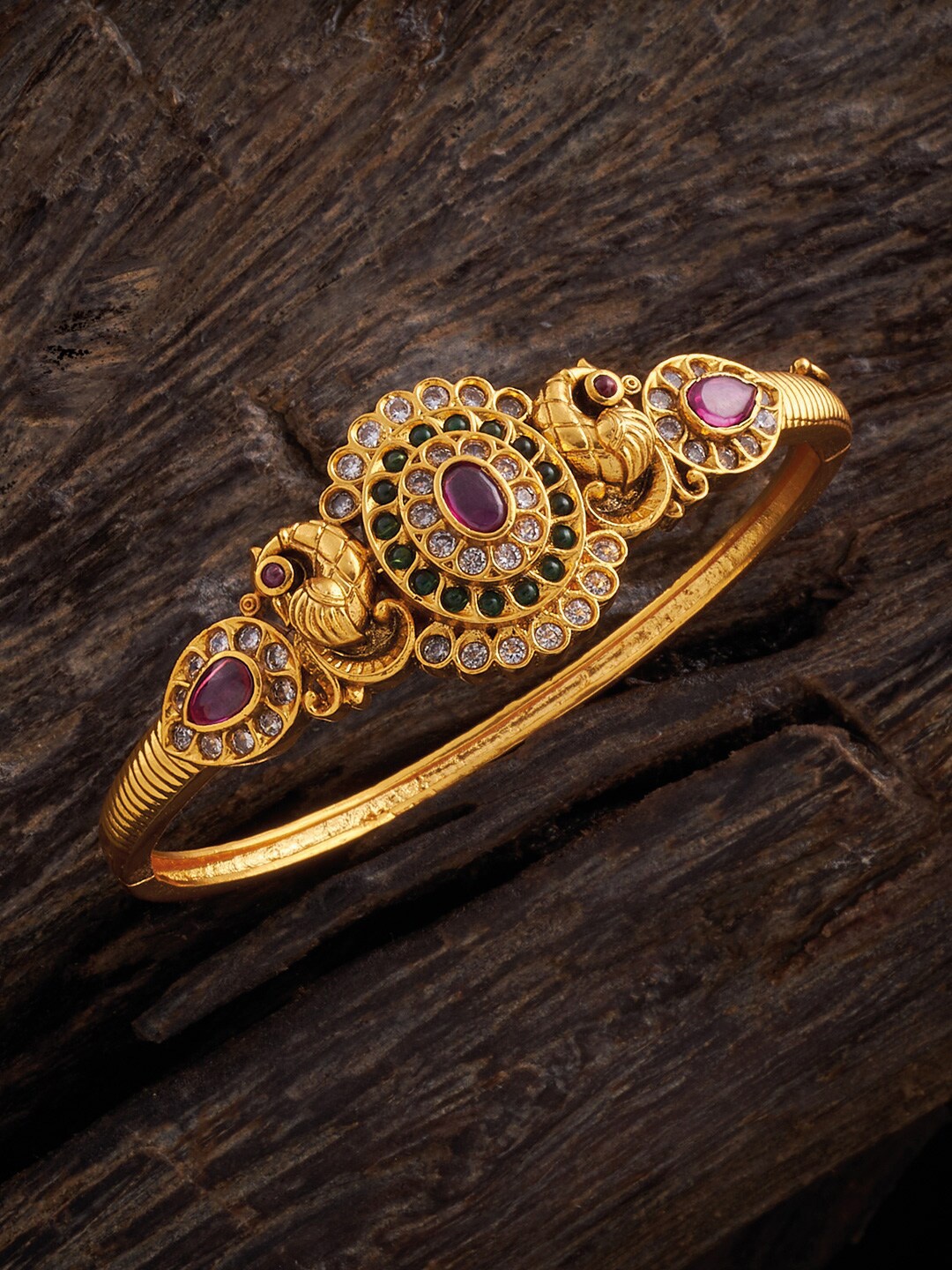 

Kushal's Fashion Jewellery Women Gold-Plated Cubic Zirconia Kada Bracelet