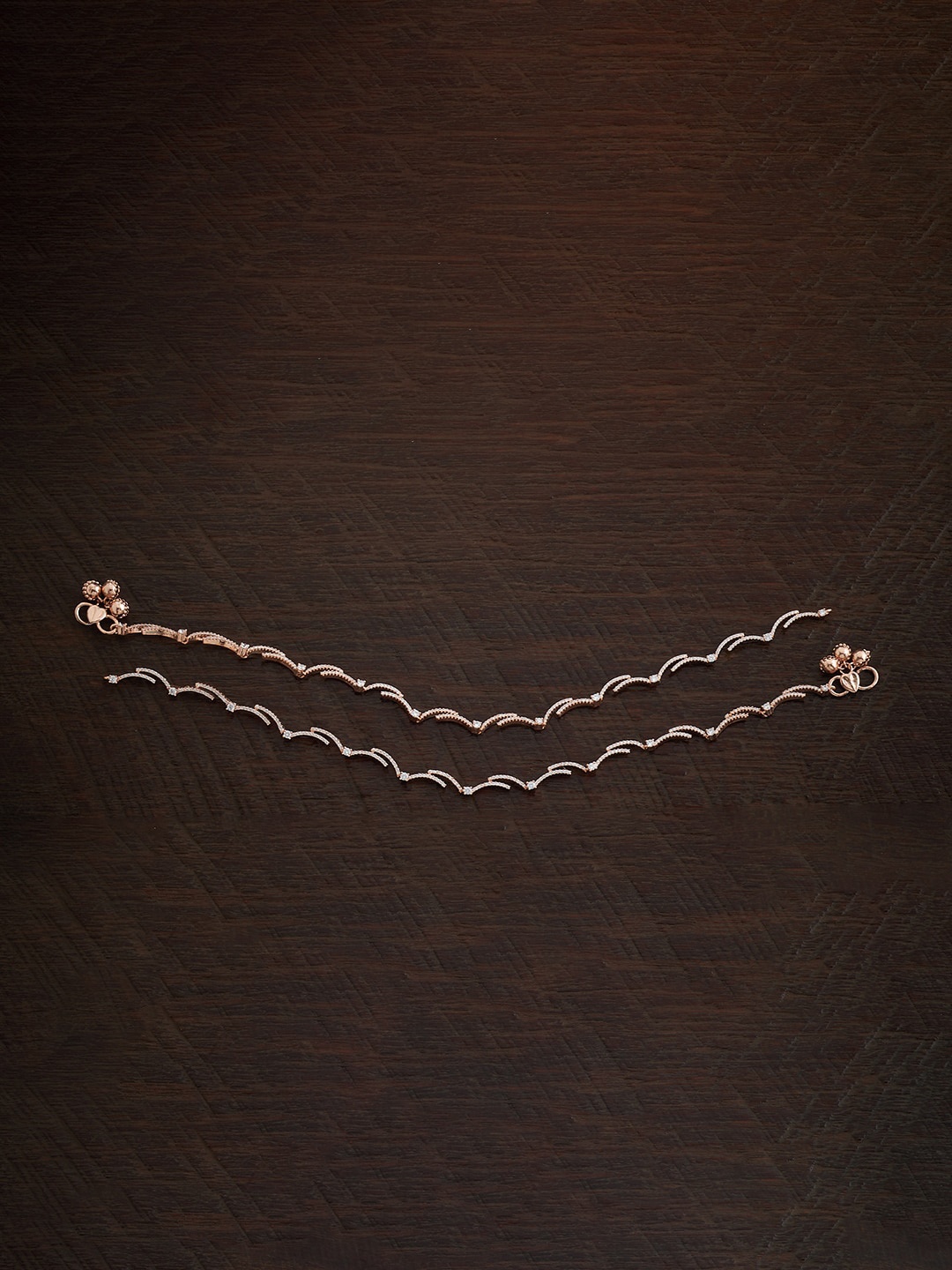 

Kushal's Fashion Jewellery Rose Gold-Plated Zircon-Studded Anklets