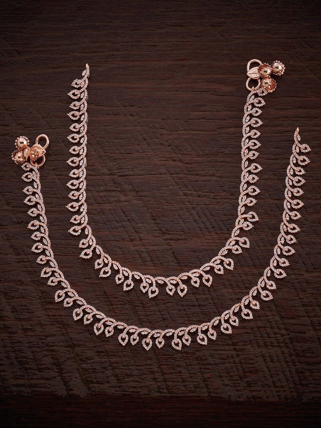 

Kushal's Fashion Jewellery Rose Gold-Plated Zircon Studded Anklets