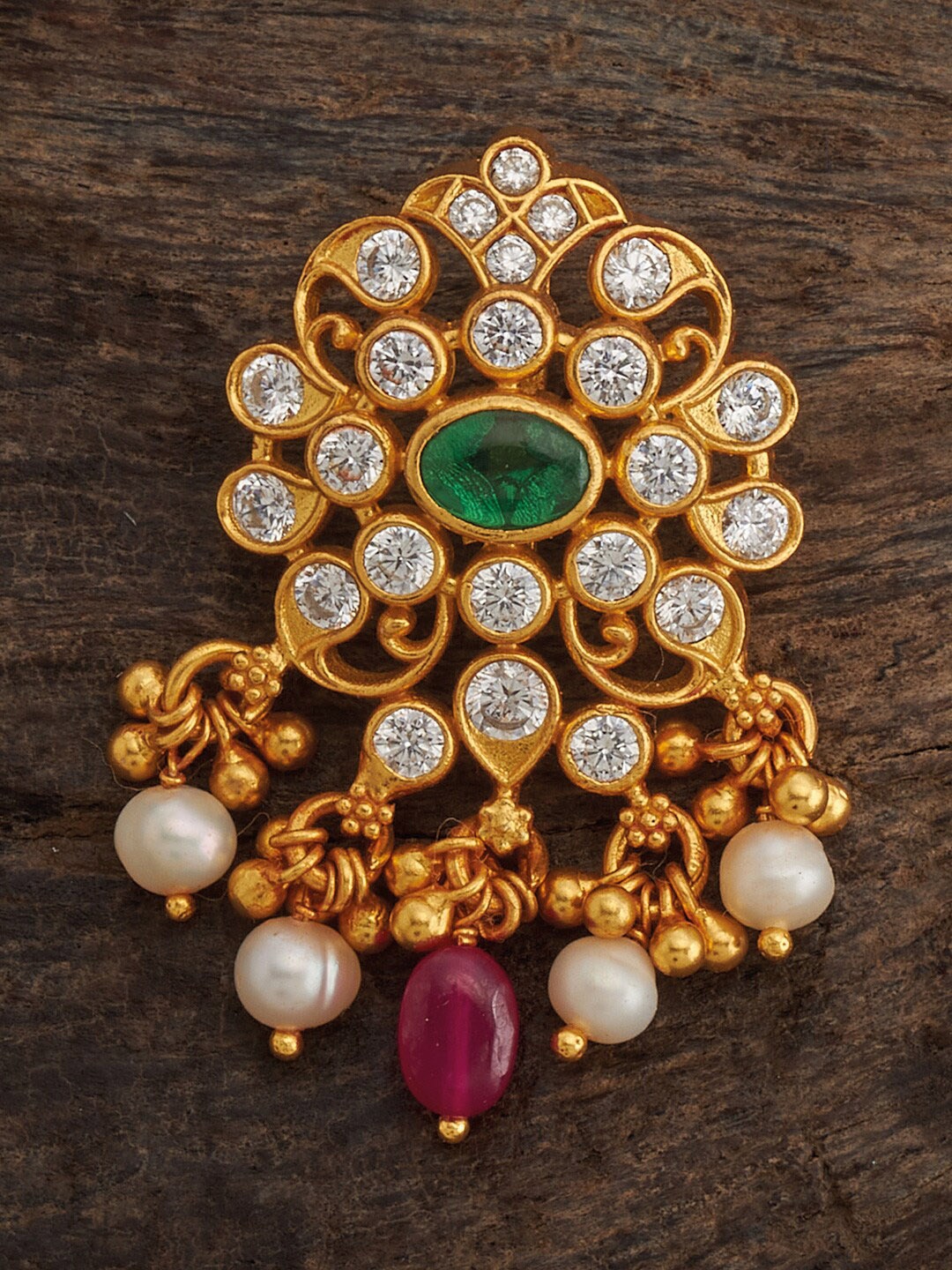 

Kushal's Fashion Jewellery 92.5 Pure Silver Gold-Plated Temple Pendant
