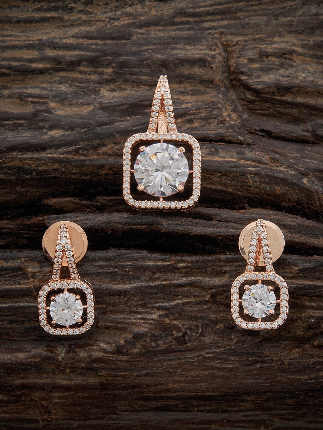

Kushal's Fashion Jewellery Rose Gold-Plated CZ-Studded Jewellery Set