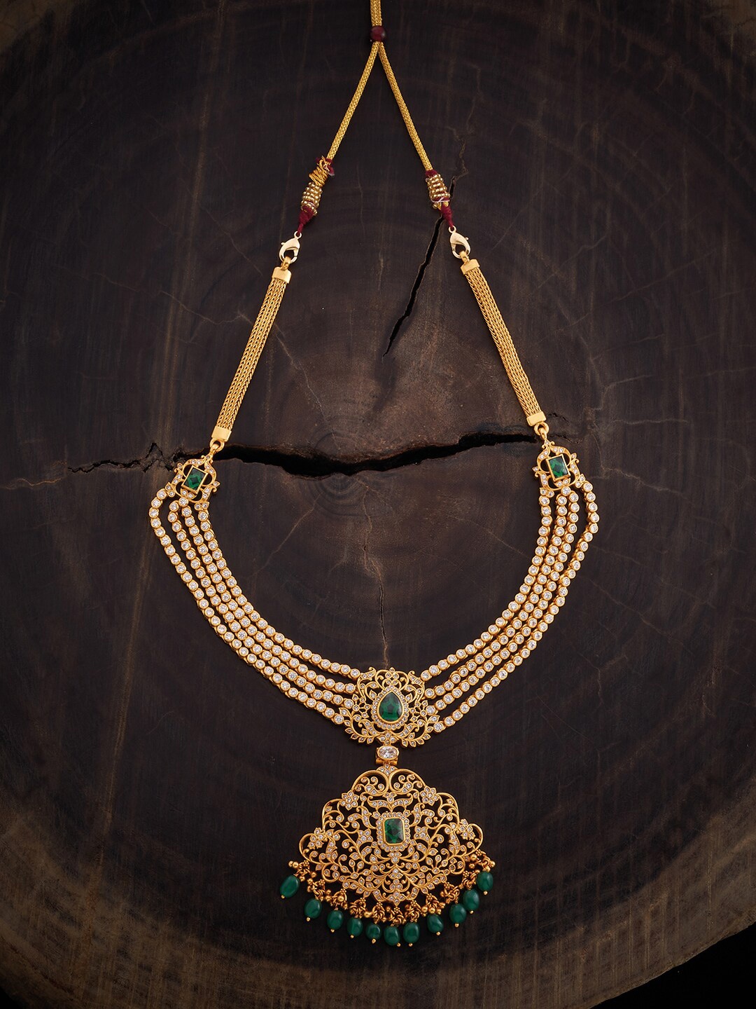 

Kushal's Fashion Jewellery 92.5 Pure Silver Gold-Plated Temple Necklace