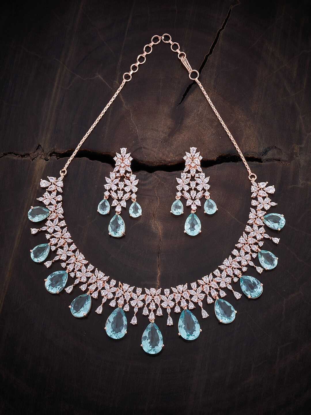 

Kushal's Fashion Jewellery Rose Gold-Plated CZ-Studded Jewellery Set