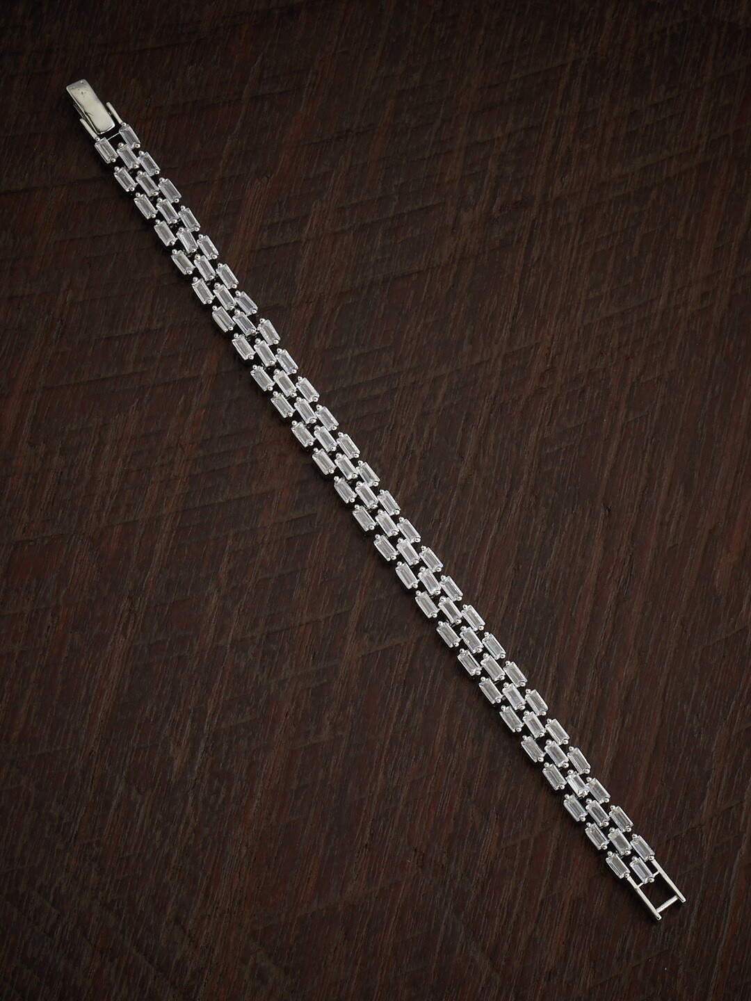 

Kushal's Fashion Jewellery Rhodium-Plated Cubic Zirconia Link Bracelet, Silver