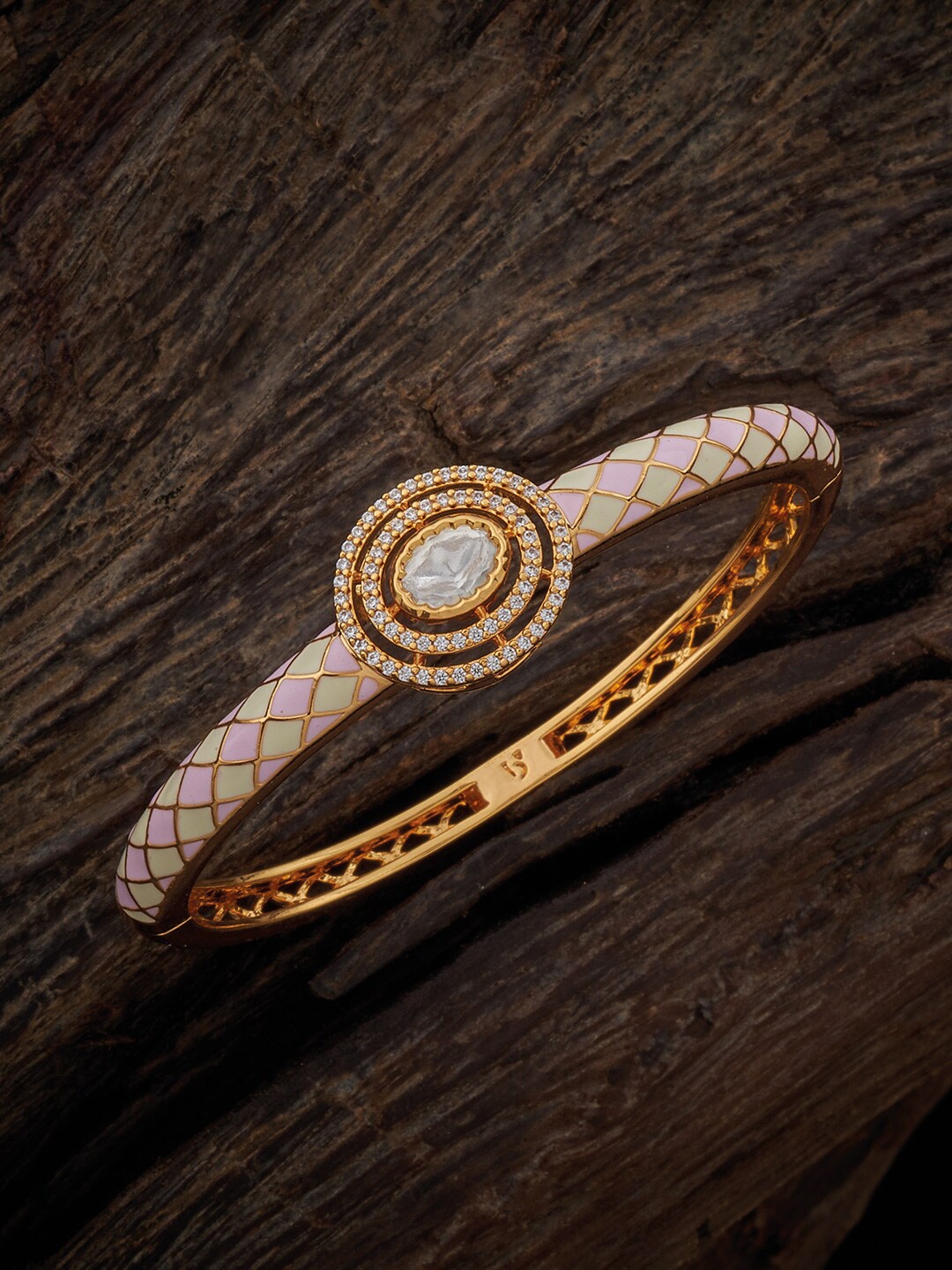 

Kushal's Fashion Jewellery Gold-Plated Kundan Kada Bracelet